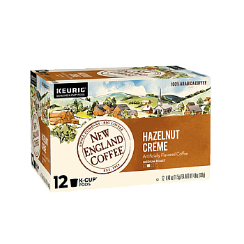 New England Coffee Hazelnut Creme Single Serve 12 Count Box Catalog